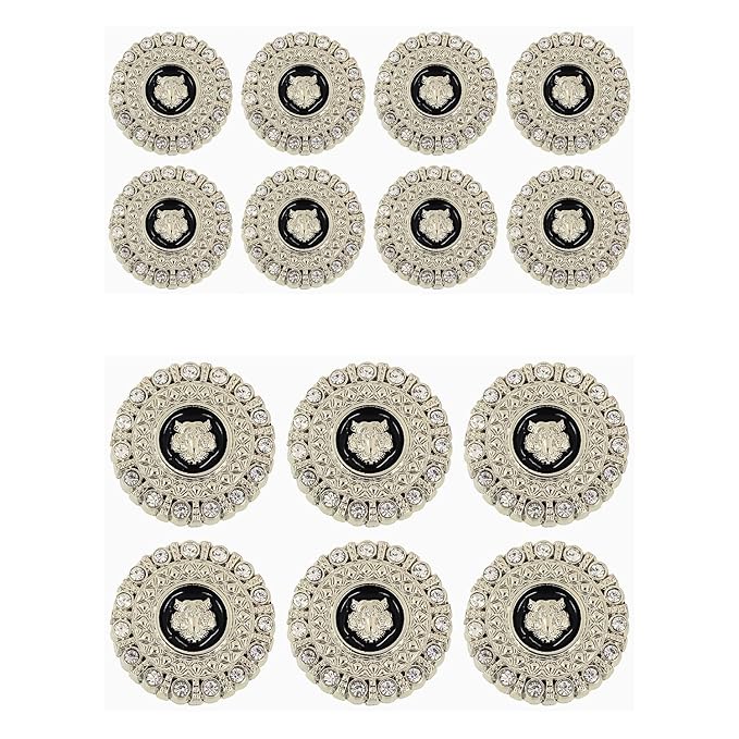 Diamond-Encrusted Lion Metal Buttons