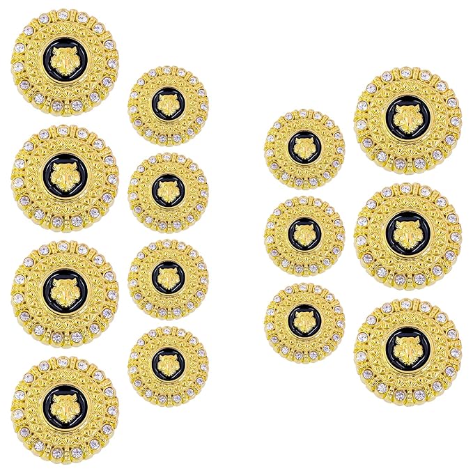 Diamond-Encrusted Lion Metal Buttons