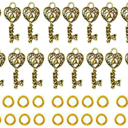 German Golden Oxidized Heart Shape Charms