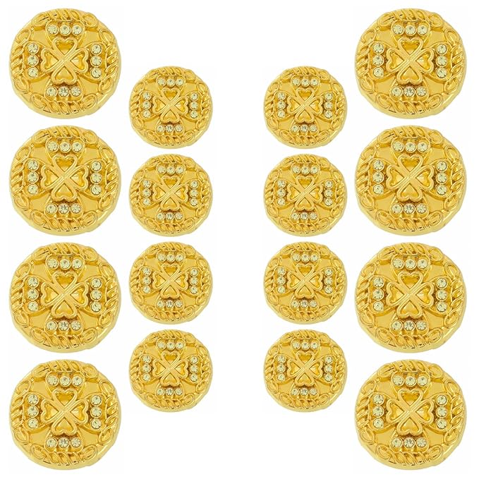 Gold Diamond Buttons with Clover Design