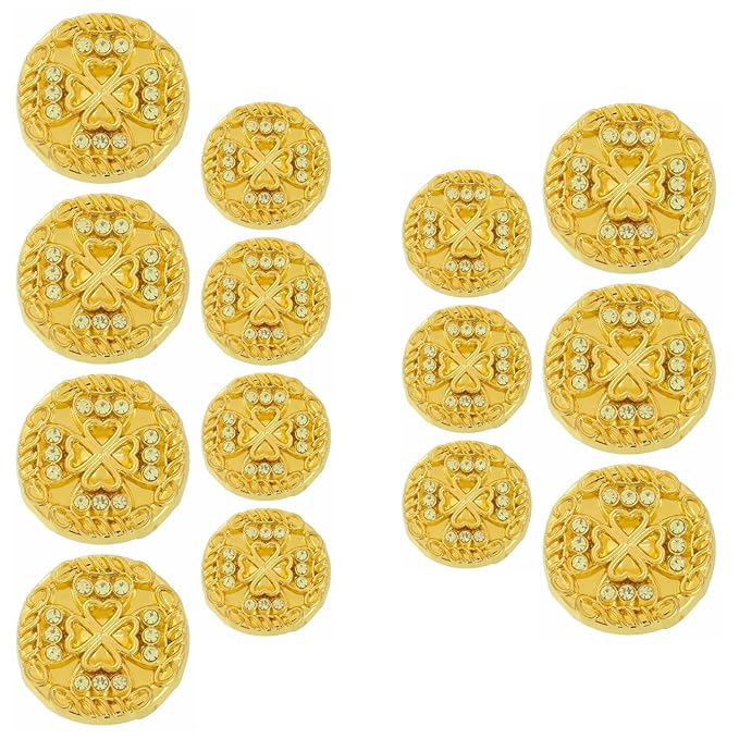 Gold Diamond Buttons with Clover Design