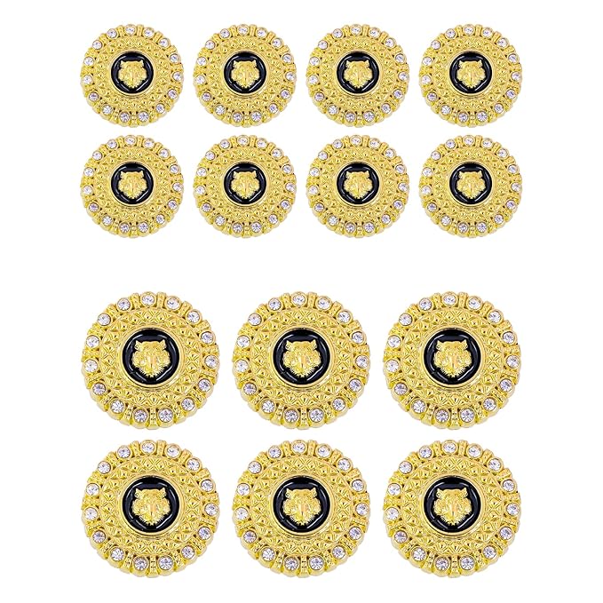 Diamond-Encrusted Lion Metal Buttons