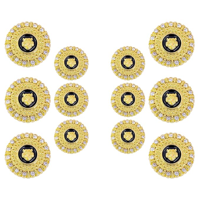 Diamond-Encrusted Lion Metal Buttons