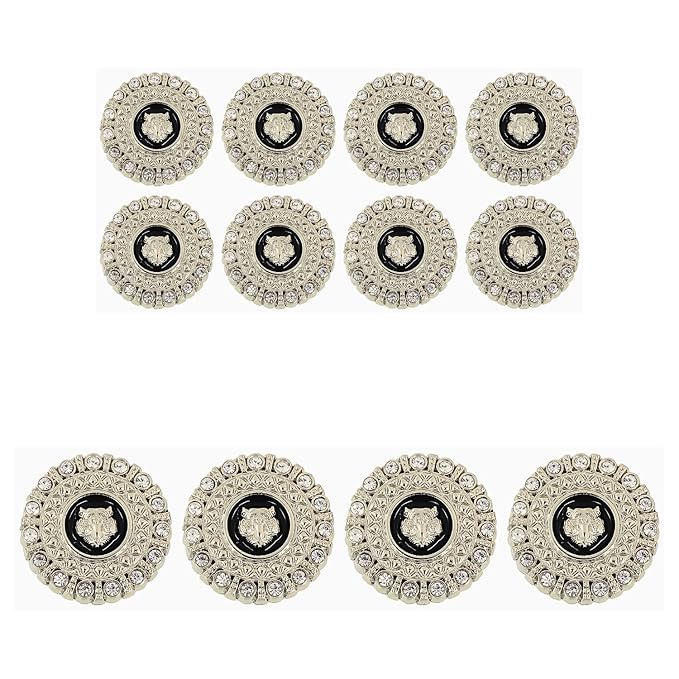 Diamond-Encrusted Lion Metal Buttons