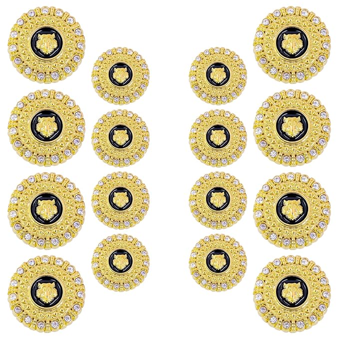Diamond-Encrusted Lion Metal Buttons