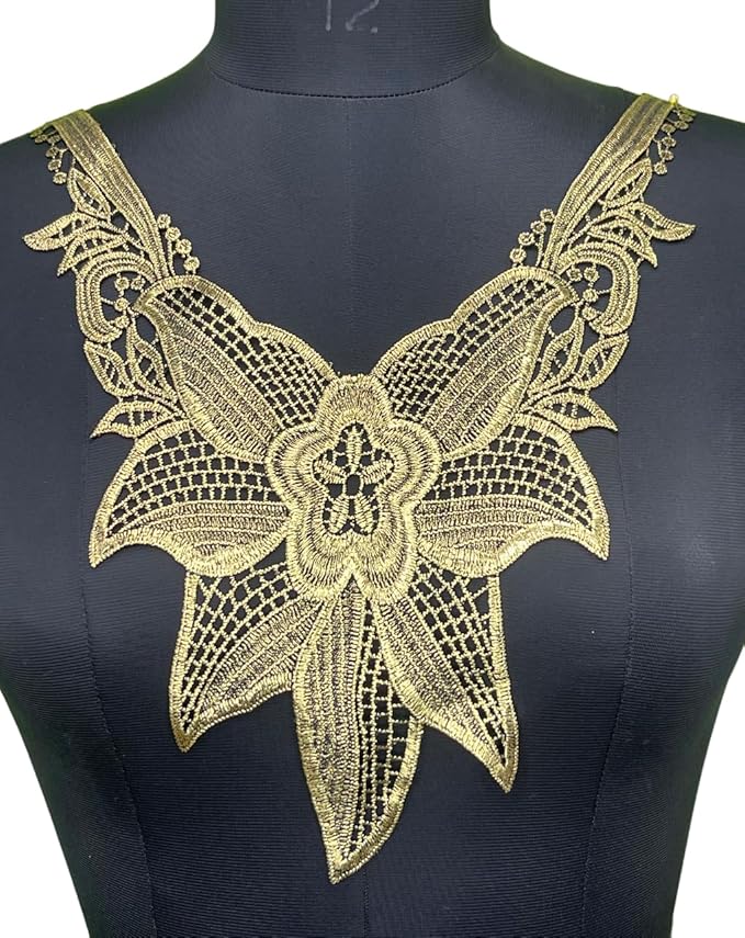 Golden Floral Lace Neckline – Ani Accessories