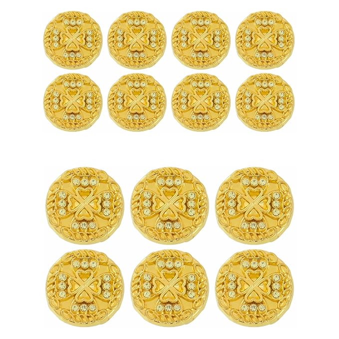Gold Diamond Buttons with Clover Design