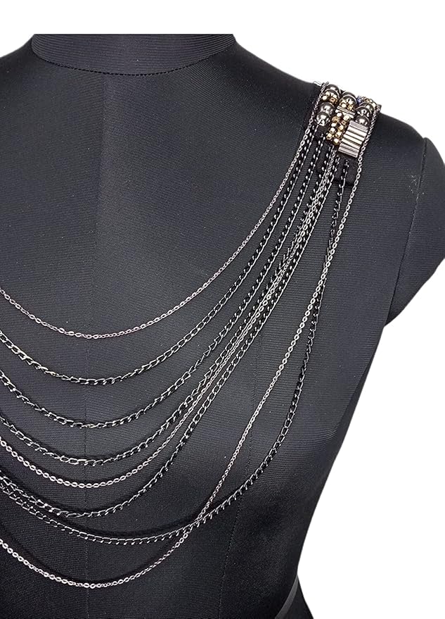 Black and Silver Shoulder Epaulette Chain