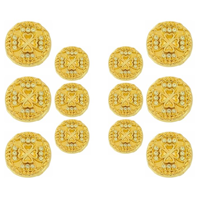 Gold Diamond Buttons with Clover Design