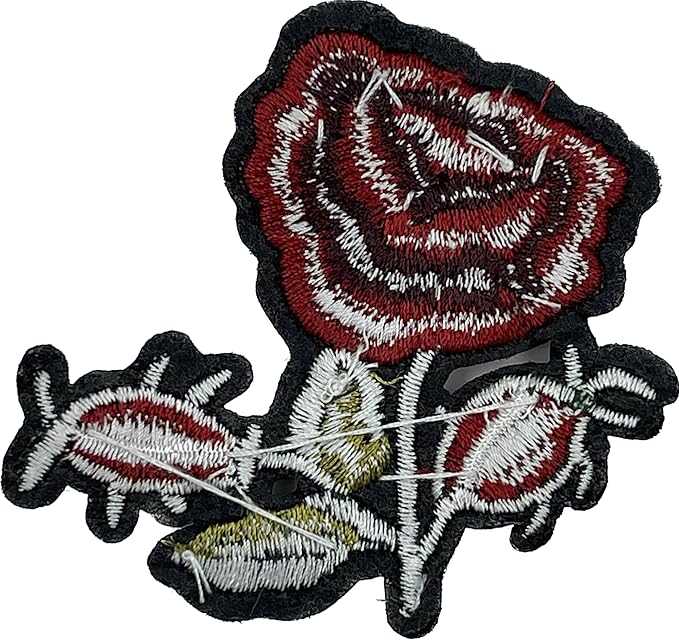 Beaded Red Rose Sew Patch
