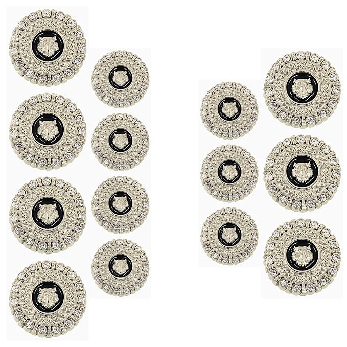 Diamond-Encrusted Lion Metal Buttons