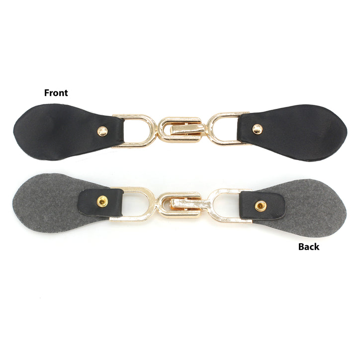 Black Leather Hook and Eye Buckle 2 Piece