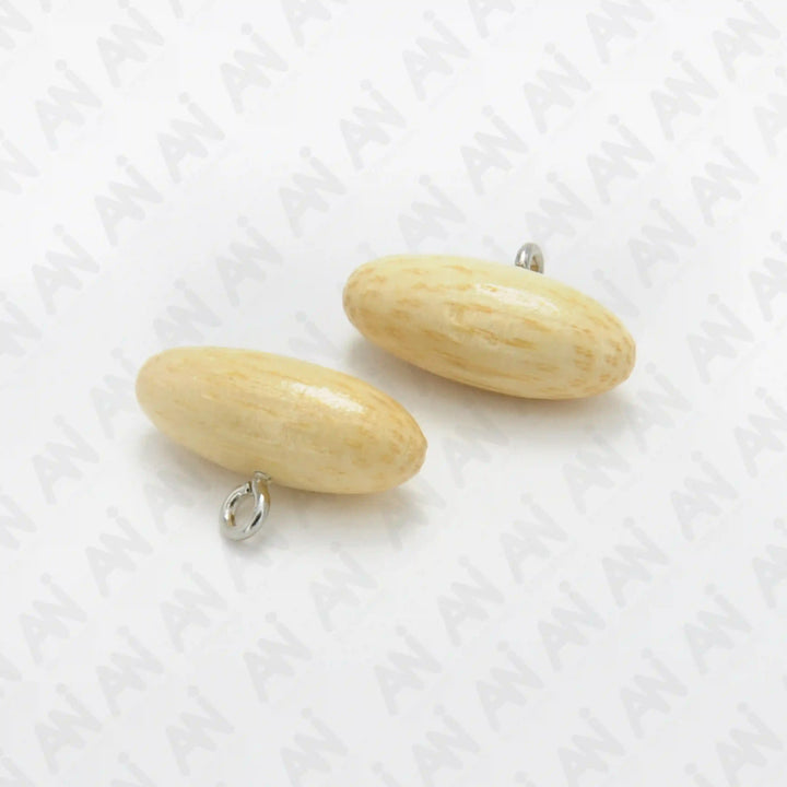 Light Wood Oval Buttons | 20mm×8mm