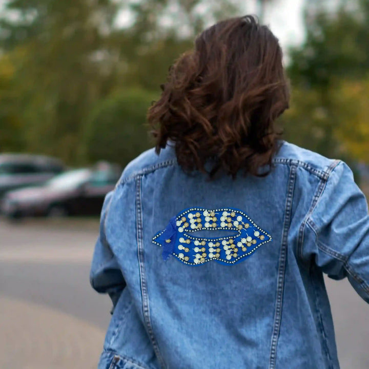 Rhinestone-and-pearl lip mask