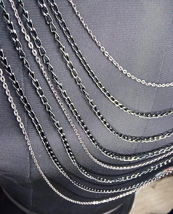 Black and Silver Shoulder Epaulette Chain