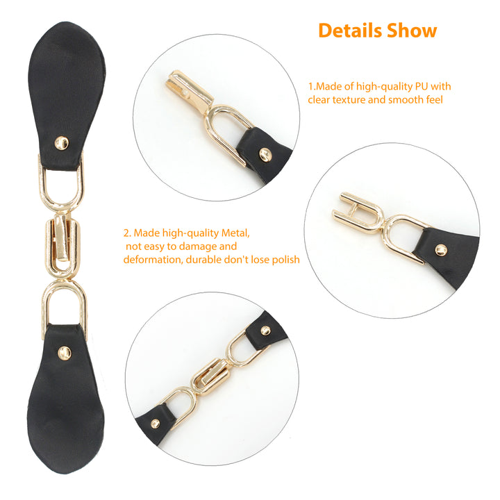 Black Leather Hook and Eye Buckle 2 Piece