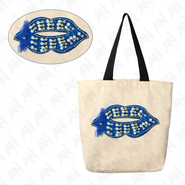 Rhinestone-and-pearl lip mask