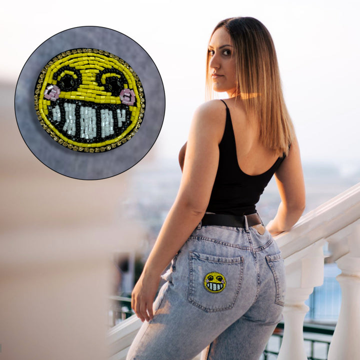 Smiley Face Beaded Patch