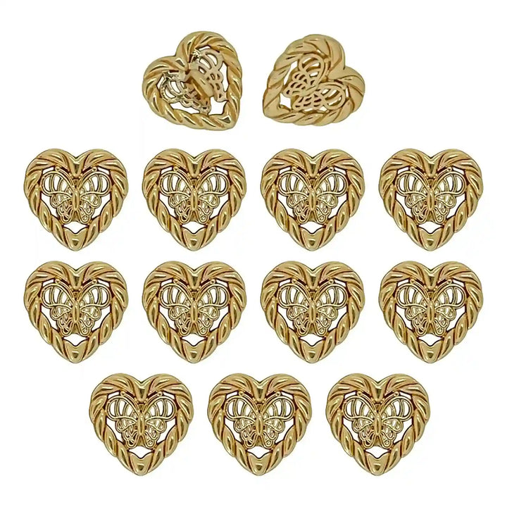 Butterfly Heart Shape Metal Shirt Buttons