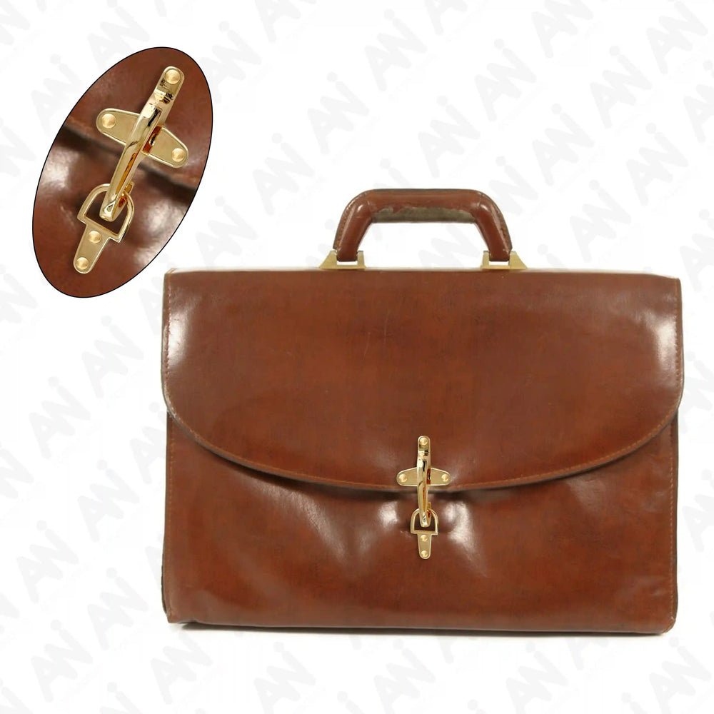 Ani Accessories Aurelian Latch 2 piece Gold Buckle in a white background.