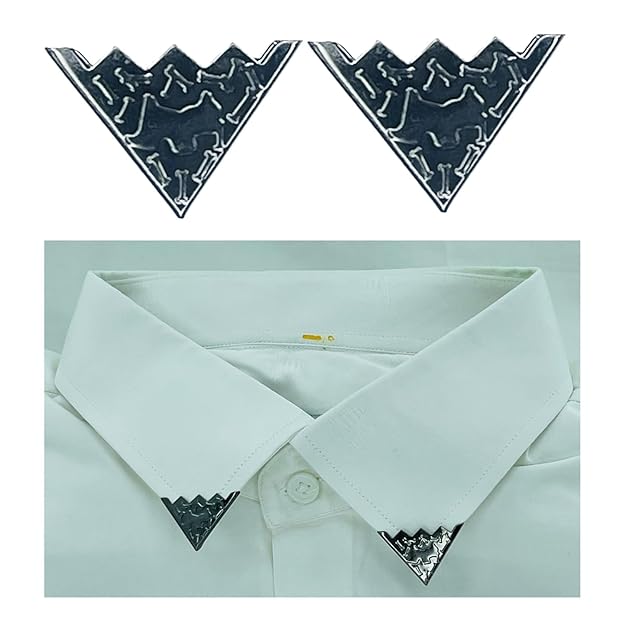 Buy Now  2 pieces of  Ani accessories Black Lapel Pin Badge Collar Clip  and how it look on white shirt collar