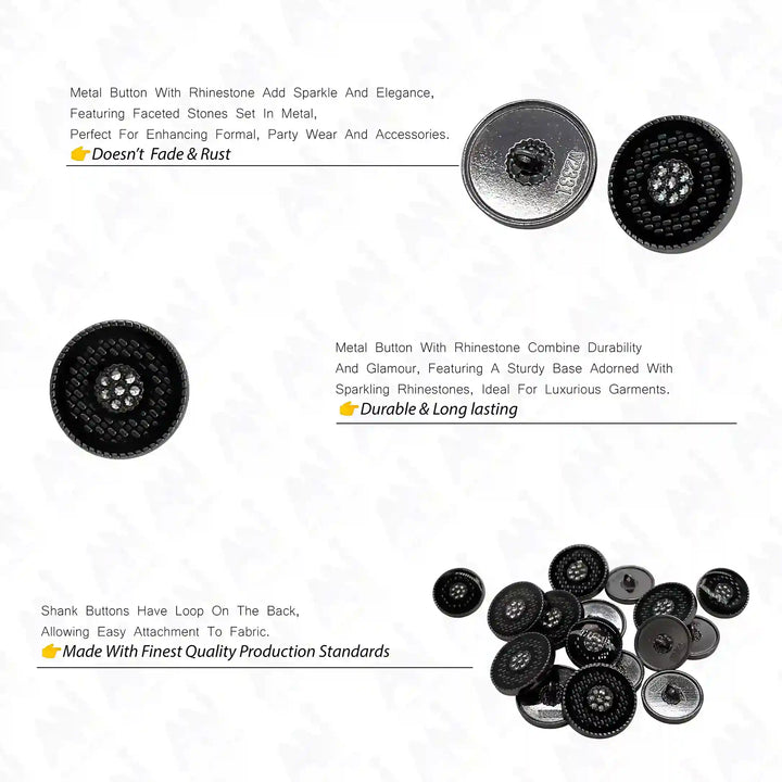 Midnight Sparkle Crystal Button Details by Ani Accessories