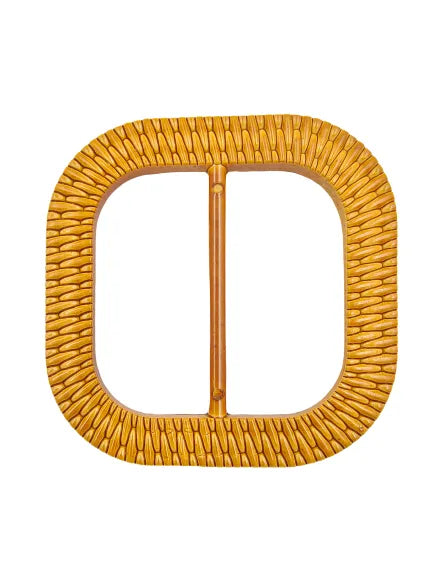 Buy now Ani Accessories Round Edge Square Shape Imitation Raffia Buckle on a white background to show the proper details.