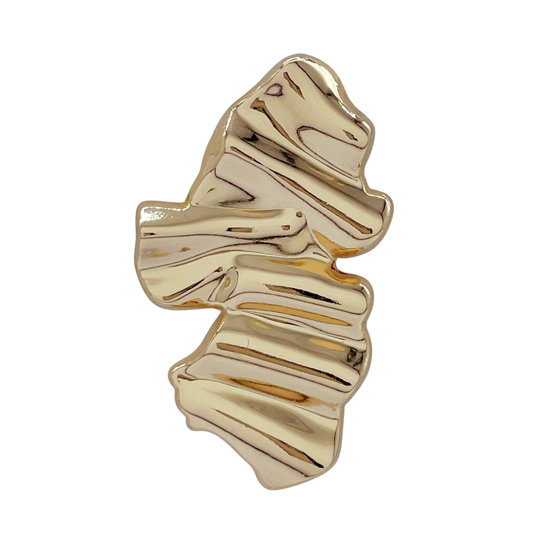 Buy Now Ani Accessories Sculpted Gold Abstract Metal Buckle reflected shine in the buckle in the white background.