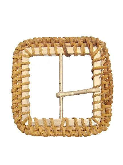 Ani Accessories Square Shape Metal Raffia Handmade Prong Buckle zooming image in a white background