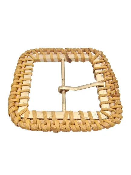 Ani Accessories Square Shape Metal Raffia Handmade Prong Buckle zooming image of flatted angle in white background