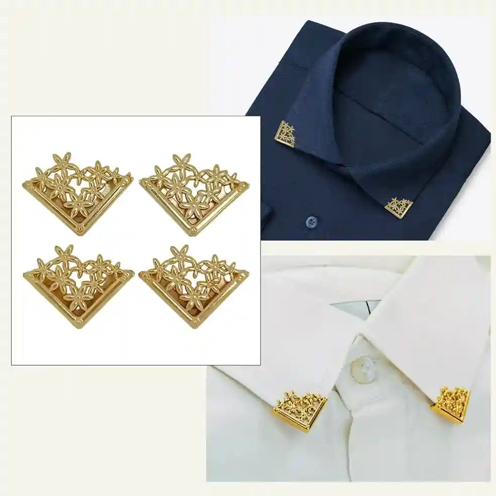 Buy now Ani accessories gold floral metal collar tips for your shirt
