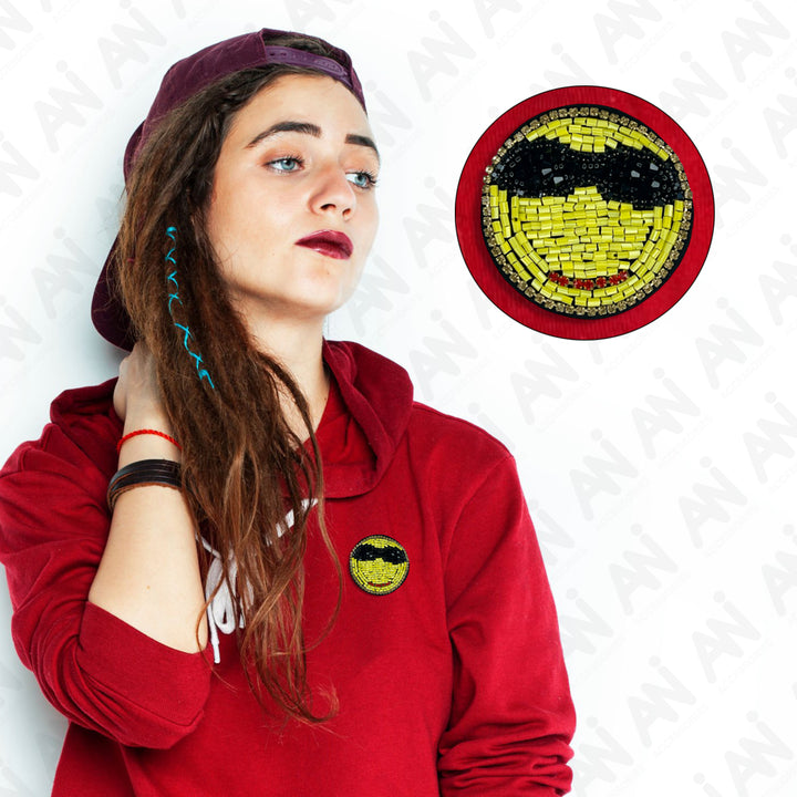 Smiley Face Beaded Patch