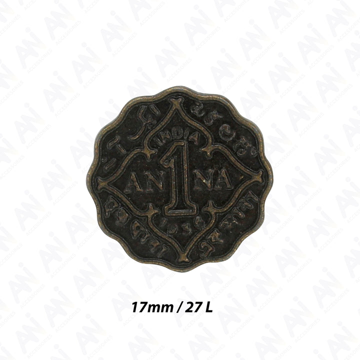 1 Anna Metal Coin Buttons