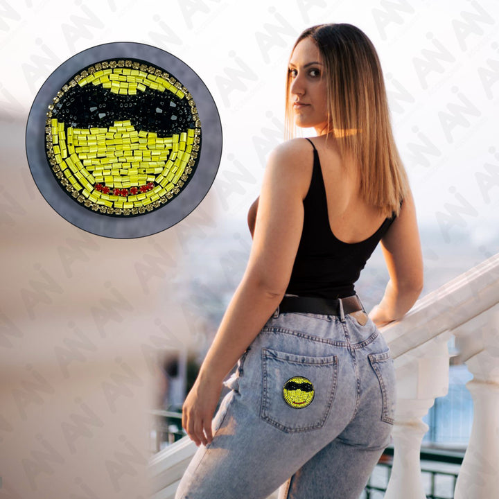 Smiley Face Beaded Patch