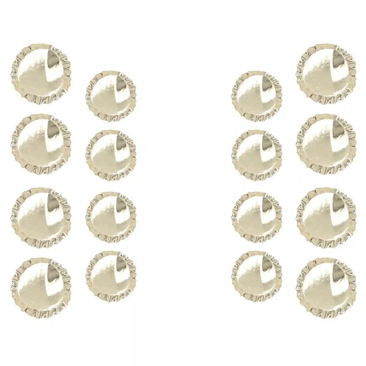 Collection of 16 cap design metal buttons by Ani Accessories, perfect for your customized fashion and wardrobe.