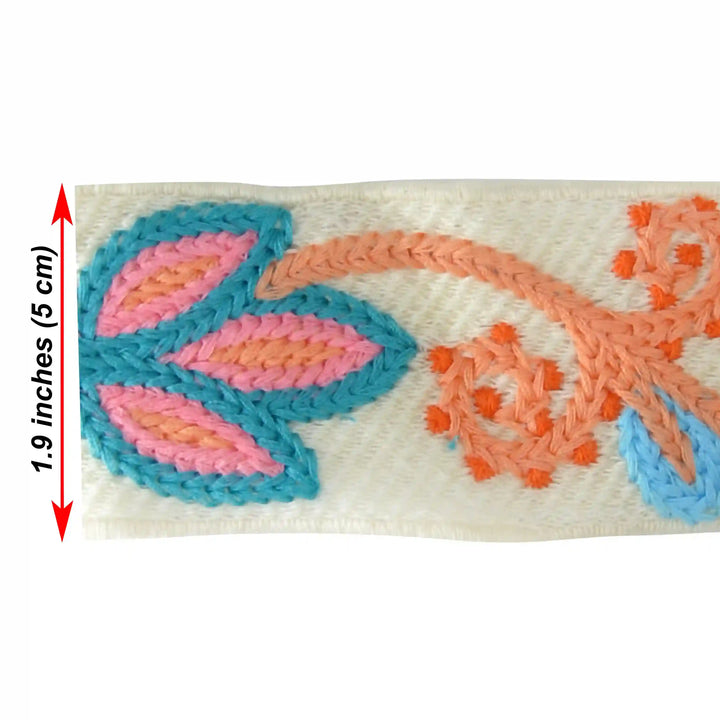 Crochet lace with colorful floral design with leaf showing a dimension of lace on a white background | Ani Accessories
