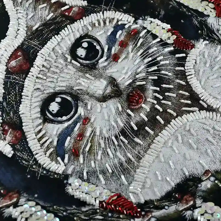 Dream Catcher Kitty - Beaded Sew Large Patch
