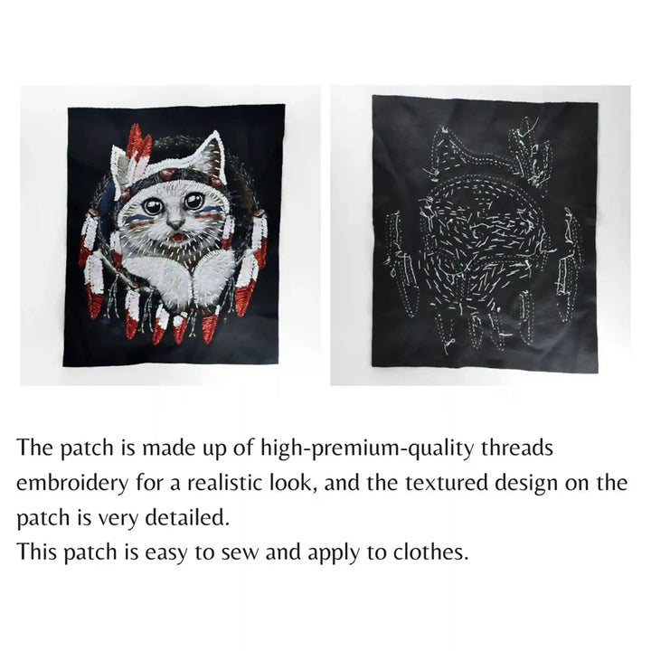 Dream Catcher Kitty - Beaded Sew Large Patch