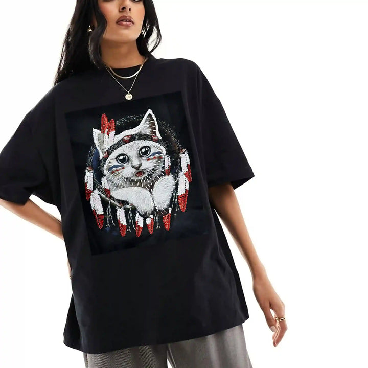 Dream Catcher Kitty - Beaded Sew Large Patch