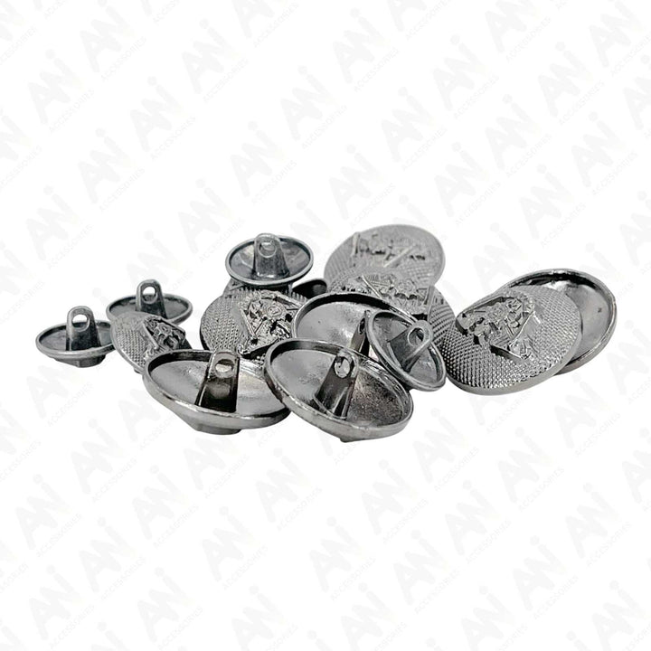 Sophisticated silver finish shank buttons by Ani Accessories – ideal for luxurious, high-quality fashion designs