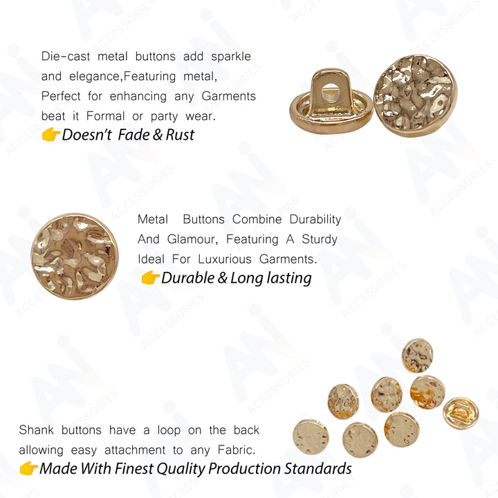Hammered Tone Metal Button with Textured Finish