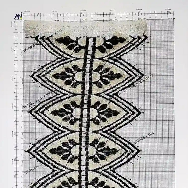 Geometric Motif Gold & Black Eyelash lace