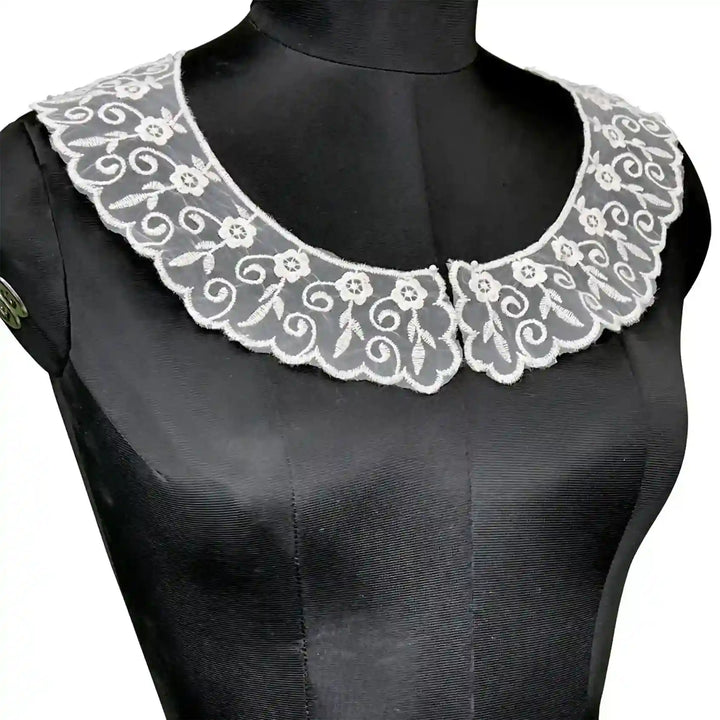Pair Of Organza Floral Style Collar Neckline Patch