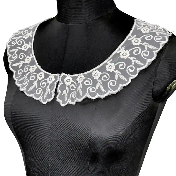 Pair Of Organza Floral Style Collar Neckline Patch