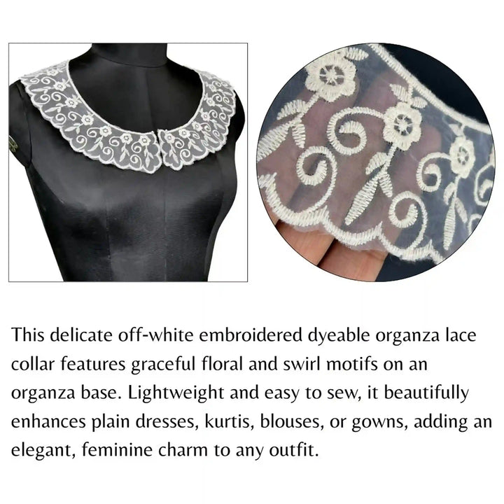 Pair Of Organza Floral Style Collar Neckline Patch