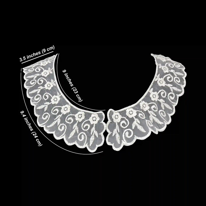 Pair Of Organza Floral Style Collar Neckline Patch