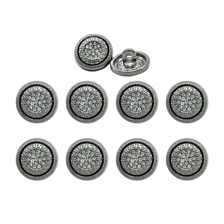 Greek Pattern Rhinestone Metal Shirt Buttons
