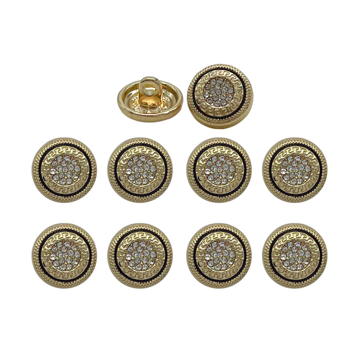 Greek Pattern Rhinestone Metal Shirt Buttons