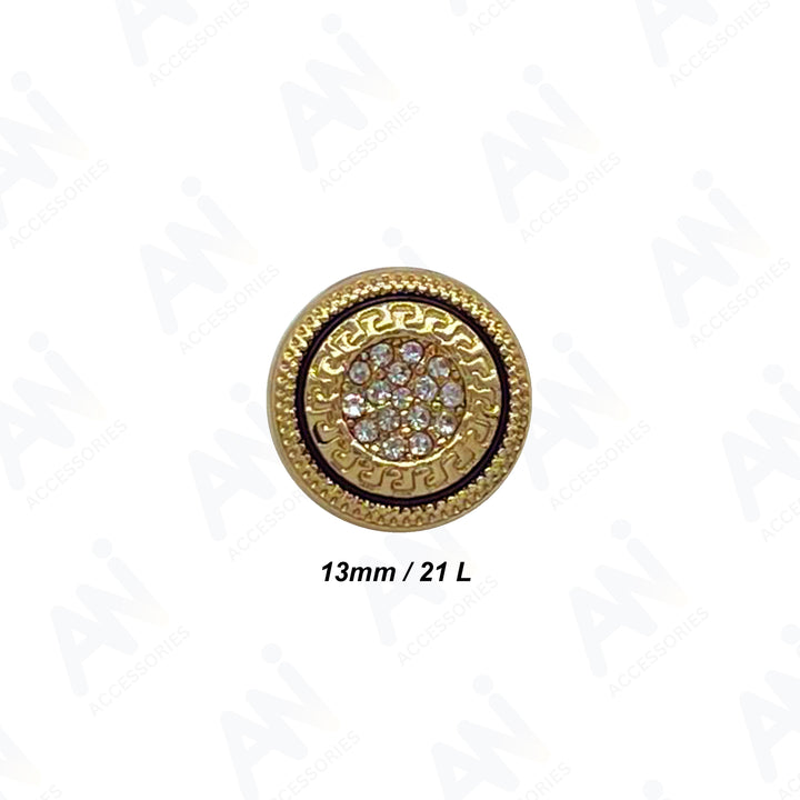 Greek Pattern Rhinestone Metal Shirt Buttons
