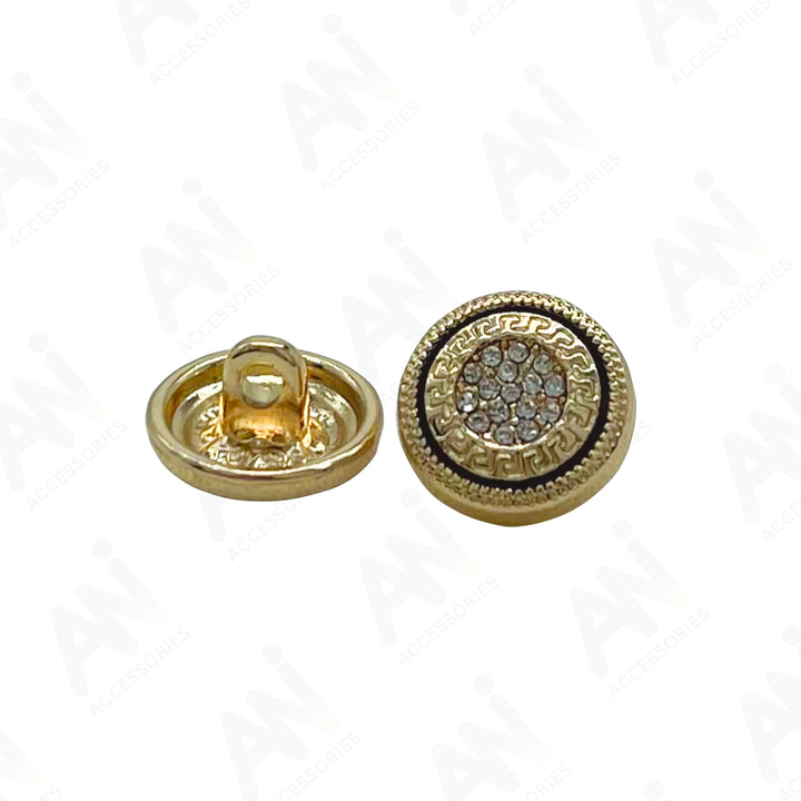 Greek Pattern Rhinestone Metal Shirt Buttons
